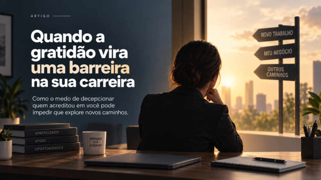Quando a gratidão vira uma barreira na sua carreira: profissional observa caminhos para um novo trabalho e seu próprio negócio.
